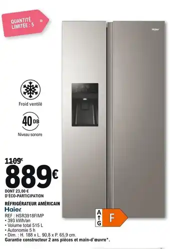 E.Leclerc Haier Réfrigérateur Américain offre