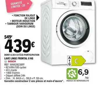 E.Leclerc Bosch Lave Linge Frontal 8kg offre