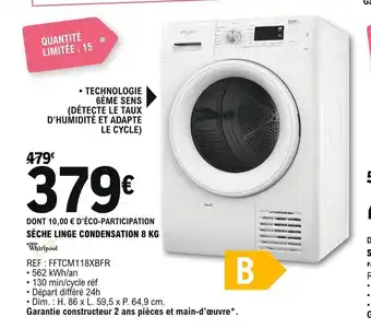 E.Leclerc Whirlpool Sèche Linge Condensation 8kg offre