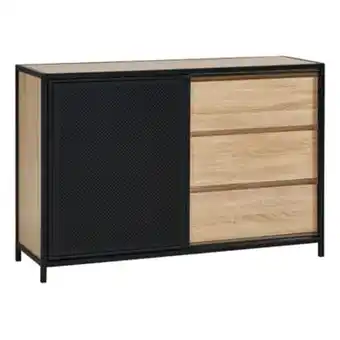 BUT Commode 3 tiroirs 1 porte indus oskar imitation chêne et acier offre
