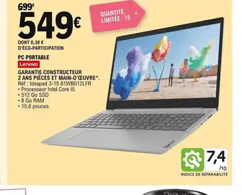 E.Leclerc Lenovo Pc Portable offre