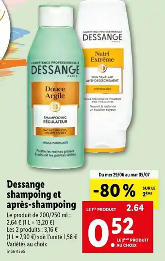 Lidl Dessange Shampoing Et Après-Shampoing offre