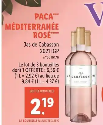 Lidl Paca Méditerranée Rosé Jas de Cabasson 2021 IGP offre
