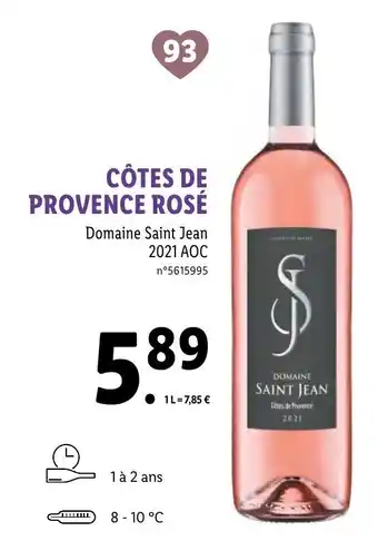 Lidl Domaine Saint Jean 2021 AOC offre