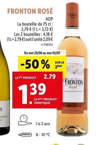 Lidl Fronton Rosé AOP offre