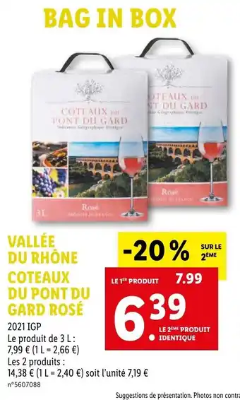 Lidl Vallée Du Rhone Coteaux Du Pont Du Gard Rosé offre