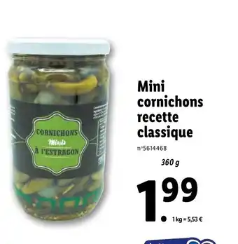 Lidl Mini Cornichons Recette Classique offre