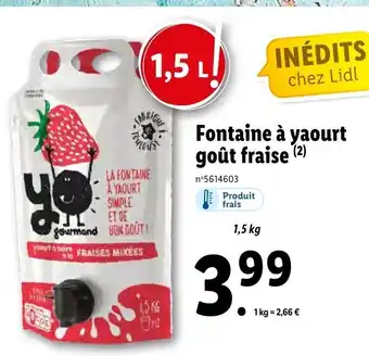 Lidl Fontaine à yaourt goût Fraise offre