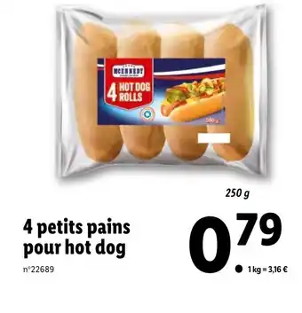 Lidl 4 Petits Pains Pour Hot Dog offre
