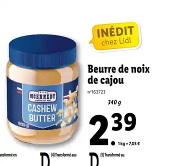 Lidl Beurre de Noix de Cajou offre