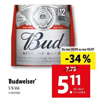 Lidl Budweiser offre