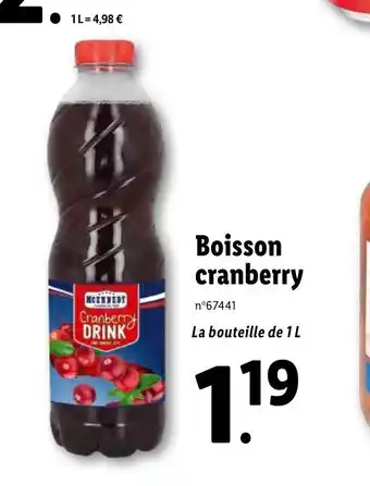 Lidl Boisson Cranberry offre