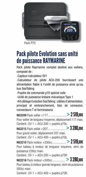 Pack Pilote Evolution Sans Unité De Puissance Raymarine