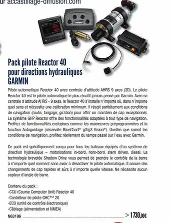 Pack Pilote Reactor 40 Pour Directions Hydrauliques Garmin