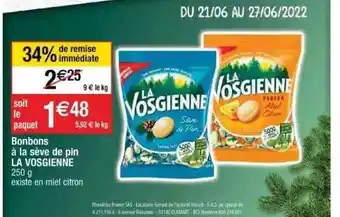 Cora x Carrefour Bonbons à La Sève De Pin La Vosgienne offre