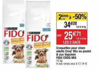 Cora x Carrefour Croquettes Pour Chien Adulte Croq' Mix Au Poulet & Aux Légumes Fido Croq Mix offre