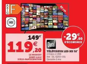Hyper U Téléviseur Led Hd 32 offre