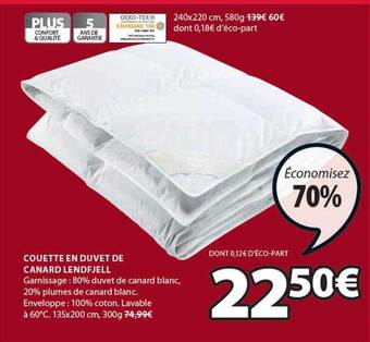 JYSK Couette En Duvet De Canard Lendfjell offre