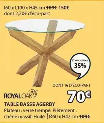 JYSK Table Basse Agerby Royal Oak offre