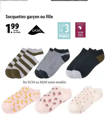 Lidl Socquettes Garçon Ou Fille offre