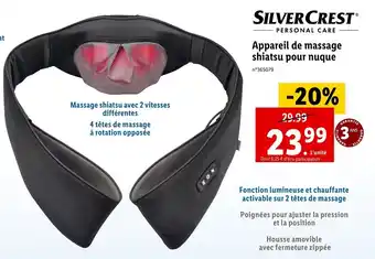 Lidl Silver Crest Appareil de Massage Shiatsu Pour Nuque offre
