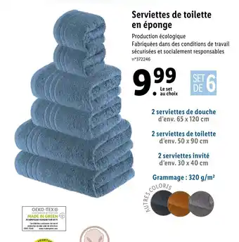 Lidl Serviettes de toilette en éponge offre