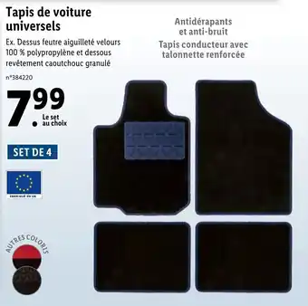 Lidl Tapis de voiture universels offre