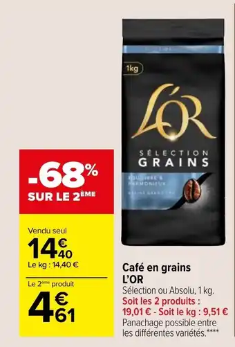 Carrefour Market L'OR café en grains offre