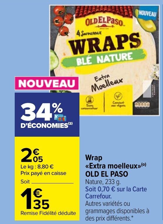 Promo OLD EL PASO wrap extra moelleux chez Carrefour Market