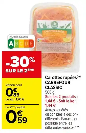 Carrefour Market CARREFOUR CLASSIC carottes rapées offre