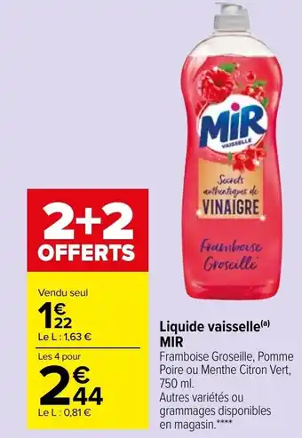 Carrefour Market MIR liquide vaisselle offre