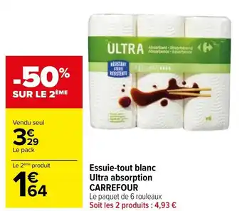 Carrefour Market CARREFOUR essuie-tout blanc ultra absorption offre