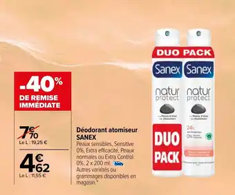 Carrefour Market SANEX déodorant atomiseur offre