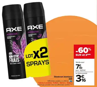Carrefour Market AXE déodorant atomiseur offre