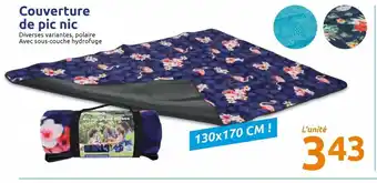 Action Couverture de pic nic offre