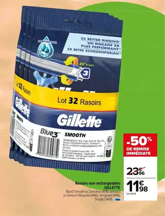 Carrefour Market GILLETTE rasoirs non rechargeables offre