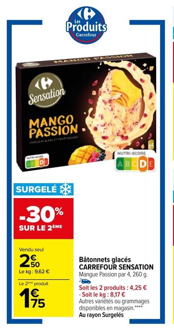 Carrefour Market CARREFOUR SENSATION bâtonnets glacés offre