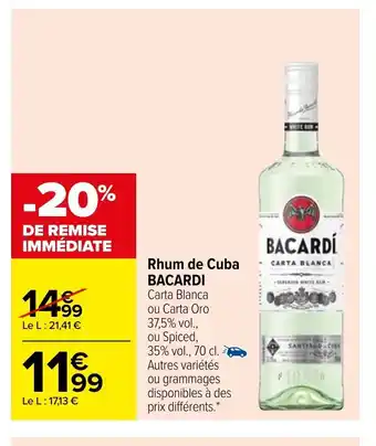 Carrefour Market Rhum De Cuba Bacardi offre