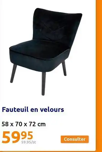 Action Fauteuil En Velours offre