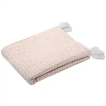 Pier Import Plaid façon nid d'abeille rose poudré à pompons offre