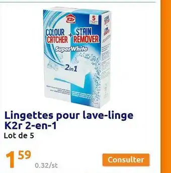 Action Lingettes Pour Lave-linge K2r 2-en-1 offre