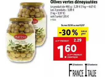 Lidl Olives Vertes Dénoyautées Baresa offre