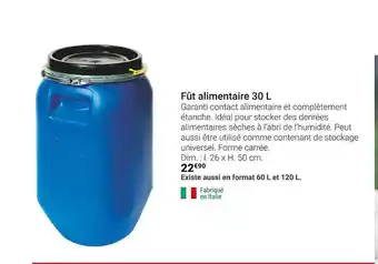 Gamm vert Fût Alimentaire 30l offre