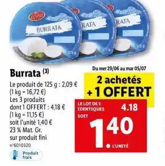 Lidl Burrata offre