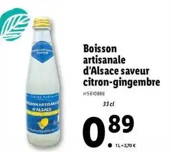 Lidl Boisson Artisanale D'alsace Saveur Citron-gingembre offre