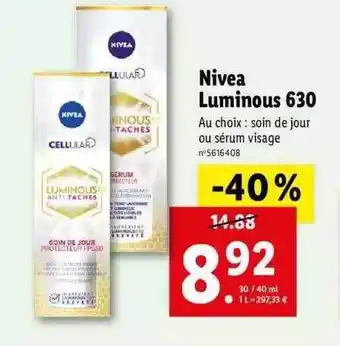 Lidl Nivea Luminous 630 offre