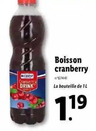 Lidl Boisson Cranberry offre
