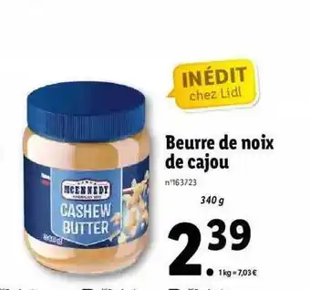 Lidl Beurre De Noix De Cajou offre