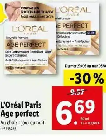 Lidl L'oréal Paris Age Perfect offre