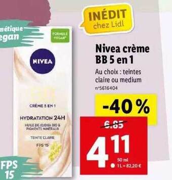 Lidl Nivea Crème Bb 5 En 1 offre